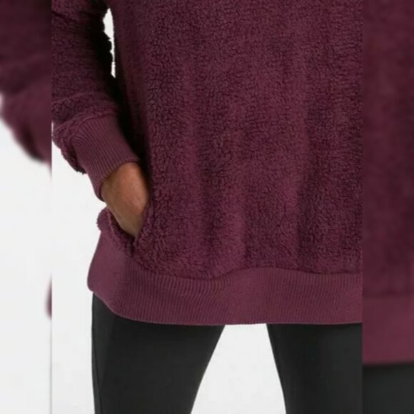 Athleta Talus Sherpa Half Zip Pullover Sweatshirt Top in Burgundy Size XS - Picture 9 of 9